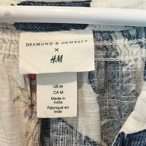 Desmond & Dempsey H&M Tropical White Blue Banana Leaf Dress Women’s Size M NWOT - Picture 10 of 12